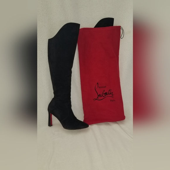 Christian Louboutin, Eleanor, black suede, knee high, heeled boots, 40 - Picture 2 of 8